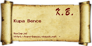 Kupa Bence névjegykártya